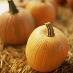 Pumpkins on Bale of Hay